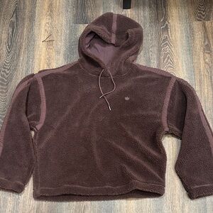 adidas Women's Brown Teddy Bear Fleece Hoodie